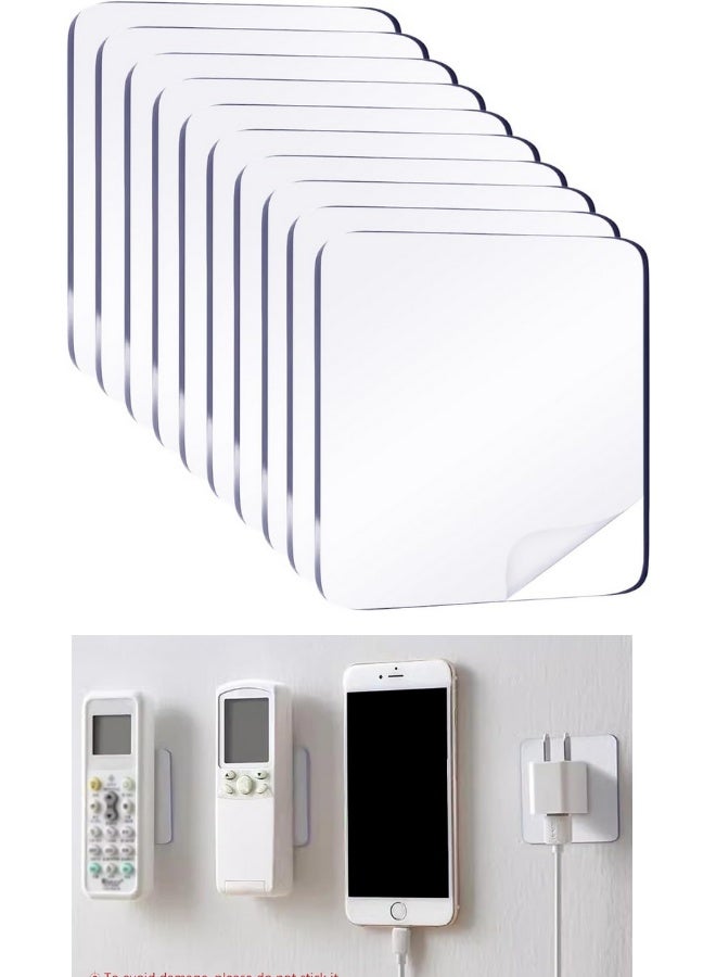 10PCS Clear Double Sided Adhesive Pads Heavy Duty Nano Acrylic Mounting Stickers 6x6cm, Super Strong Transparent Double Sided Tape for Wall Hanging Without Drilling Nails or Screws, Waterproof Washable Reusable Sticky Pads for Home Office Car Kitchen Bathroom DIY Craft, Invisible Mounting Squares for Glass Metal Wood Tile Plastic Marble Decoration Organization - Image 1